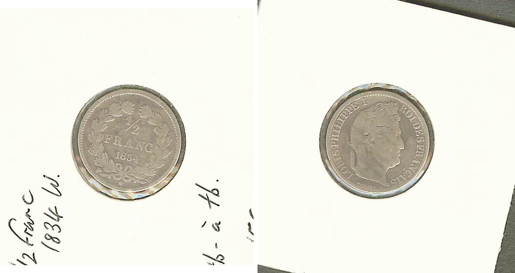 1/2 franc Louis Philippe 1834 W aF/F